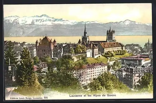 AK Lausanne, Panorama et les Alpes de Savoie