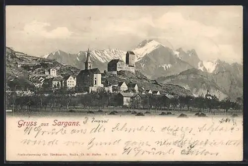 AK Sargans, Panorama mit Kirche