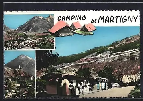 AK Martigny, Kiosk, Ortspartie, Teilansicht