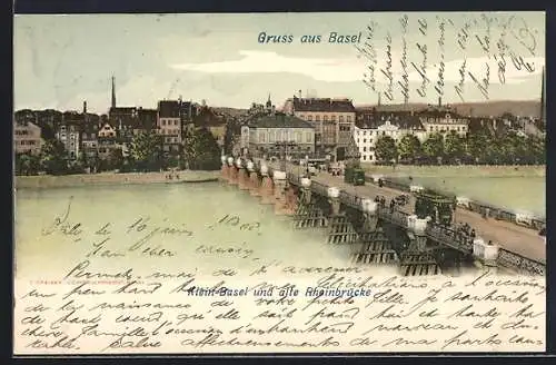 AK Basel, Klein-Basel und alte Rheinbrücke