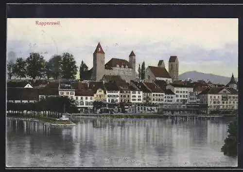 AK Rapperswil, Uferblick mit Hotel Bellevue