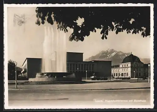 AK Luzern, Wagenbrachbrunnen mit Kunsthaus