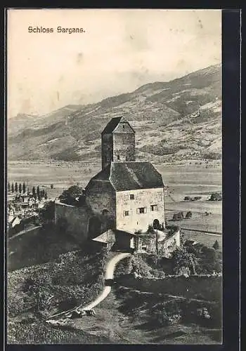 AK Sargans /St. Gallen, Das Schloss aus der Vogelschau