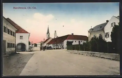 AK Marchtrenk, Teilansicht mit Kirchturm