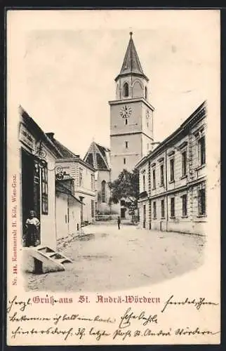 AK St. Ändra-Wördern, Strassenpartie vor der Kirche