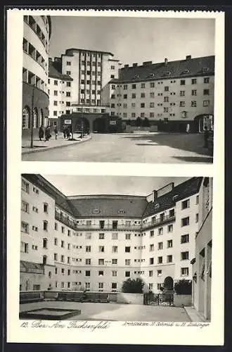 AK Wien, Gemeindebau am Fuchsenfeld, Wohnhausbauten d. Architekten H. Schmid & H. Aichinger