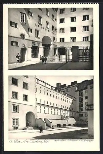 AK Wien, Wohnhausbauten der Gemeinde, Am Fuchsenfeld, Zentralwäscherei, Architektur