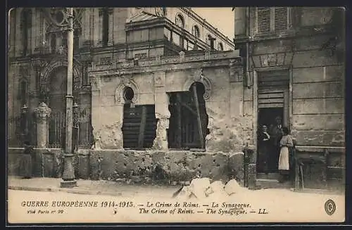 AK Reims, Synagoge mit Kriegsschäden