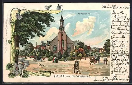 Lithographie Oldenburg / Old., Friedensplatz