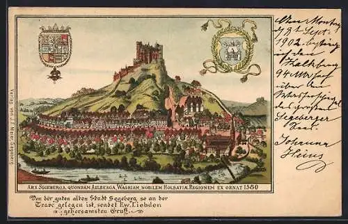 Künstler-AK Bad Segeberg, Ortsansicht Anno1580