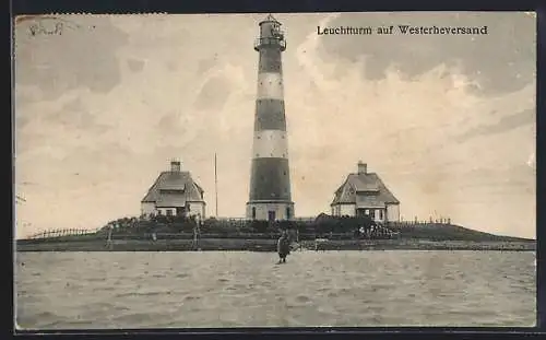 AK Westerheversand, Leuchtturm und Häuser