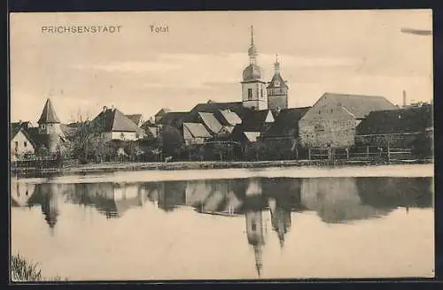 AK Prichsenstadt, Totalansicht mit Wasserpartie