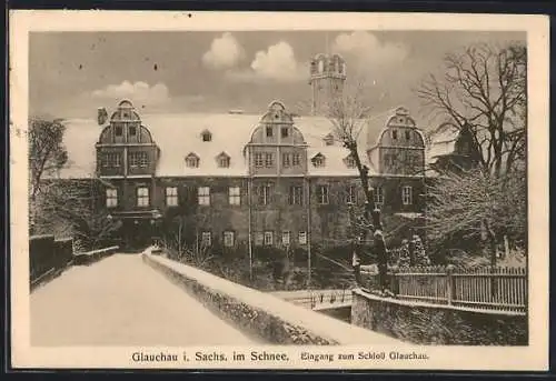 AK Glauchau, Eingang zum Schloss Glauchau im Schnee