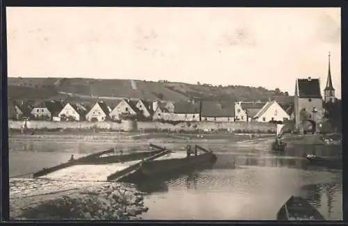 AK Frickenhausen / Main, Ortsansicht mit Wasser und Steg