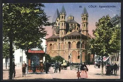 AK Köln, Apostelkirche mit Kiosk