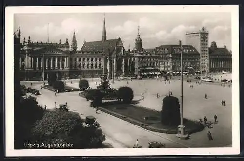 AK Leipzig, Augustusplatz mit Denkmal