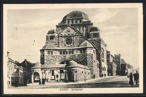 AK Essen, Frontansicht der Synagoge