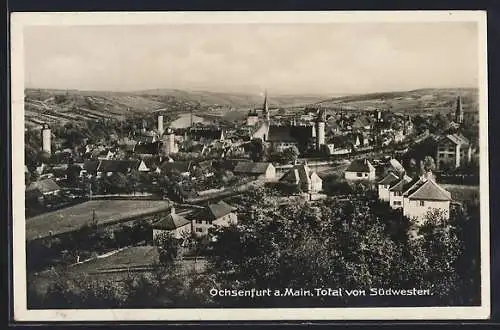 AK Ochsenfurt a. Main, Ortsansicht von Südwesten aus gesehen