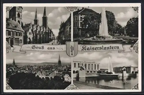 AK Kaiserslautern, verschiedene Stadtansichten, Brunnen und Gebäude