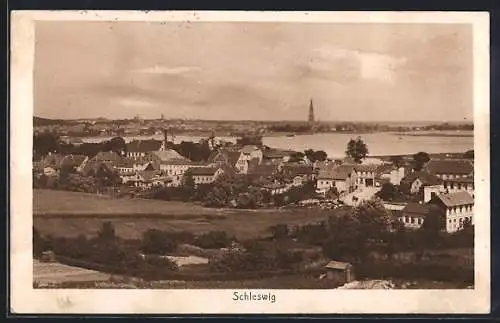 AK Schleswig, Ortsansicht mit Wasserblick aus der Vogelschau