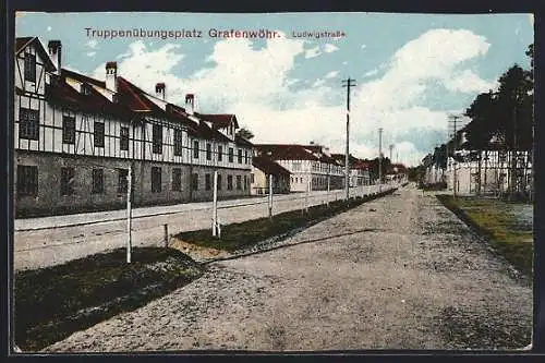 AK Grafenwöhr, Ludwigstrasse auf dem Truppenübungsplatz