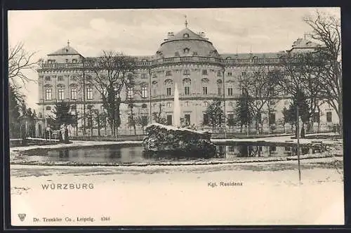 AK Würzburg, Springbrunnen im Hofgarten