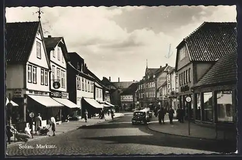 AK Soltau, Marktstrasse mit Drogerie