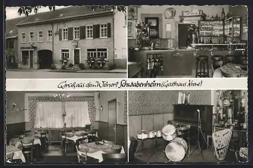 AK Schwabenheim / Rhein, Gasthaus Krone mit Speisesaal, Bar und Musikbühne