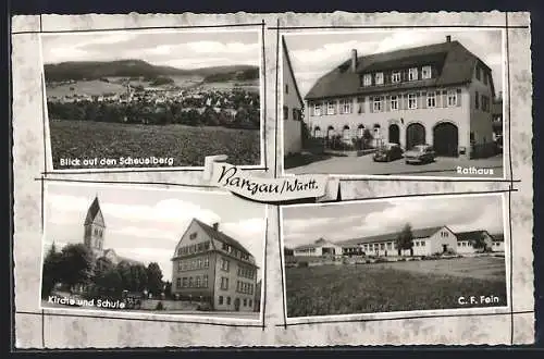 AK Bargau /Württ., Rathaus, Kirche und Schule