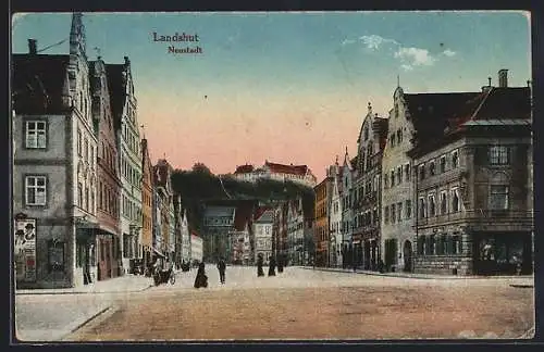 AK Landshut, Strassenpartie in der Neustadt