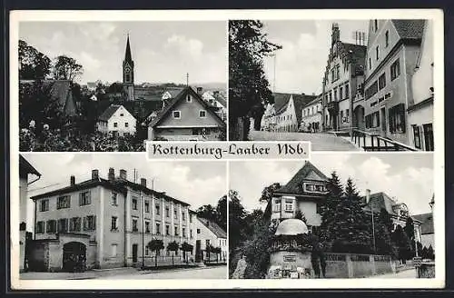 AK Rottenburg-Laaber Ndb., Panorama, Strassenpartie & Geschäft