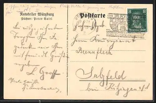 AK Würzburg, Ratskeller, Innenansicht Ratskapelle