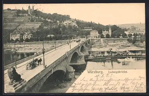 AK Würzburg, Blick über die Ludwigsbrücke