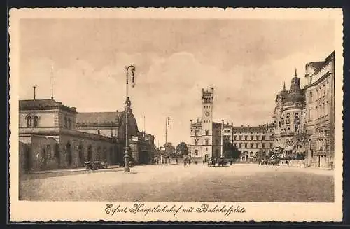 AK Erfurt, Hauptbahnhof mit Bahnhofplatz