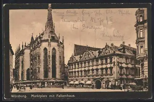 AK Würzburg, Marktplatz mit Falkenhaus