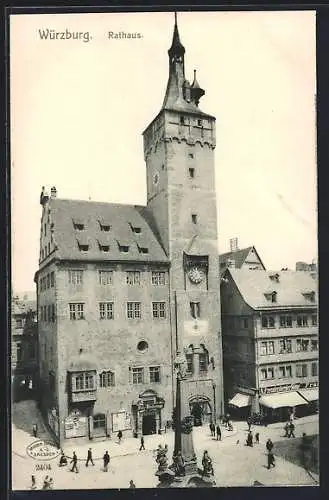 AK Würzburg, Rathaus mit Geschäft