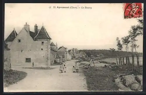 AK Apremont, Le Bourg avec des enfants sur la route