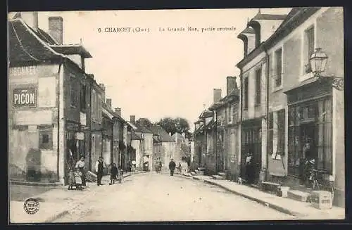 AK Charost, La Grande Rue, partie centrale