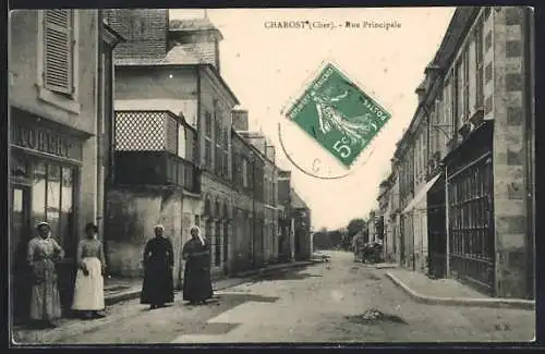 AK Charost, Rue Principale avec habitants devant les boutiques