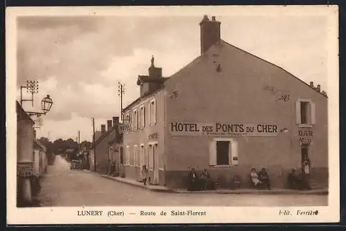 AK Lunery, Hôtel des Ponts du Cher sur la route de Saint-Florent