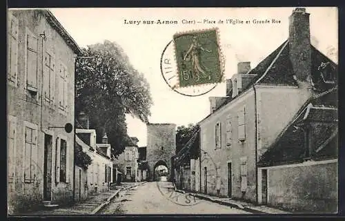 AK Lury-sur-Arnon, Place de l`Église et Grande Rue