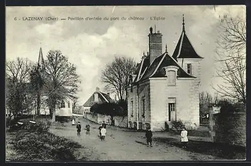 AK Lazenay, Pavillon d`entrée du parc du château et l`église