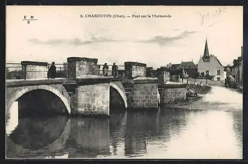 AK Charenton, Pont sur la Marmande et vue du village