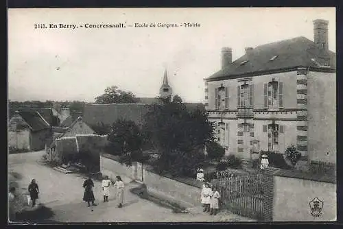 AK Concressault, École de Garcons et Mairie en Berry