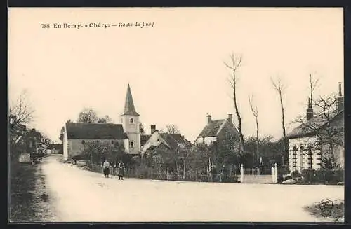 AK Chéry, Route de Lury et l`église en Berry