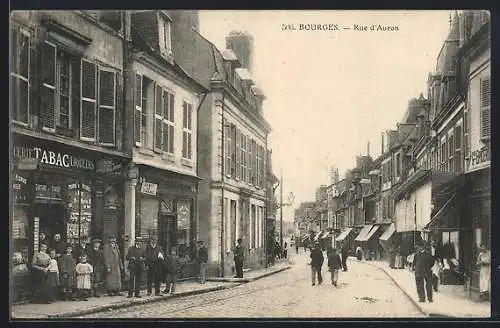 AK Bourges, Rue d`Auron animée avec commerces et passants