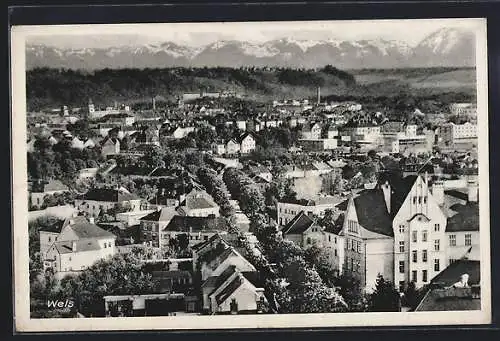 AK Wels, Panoramablick aus der Vogelschau