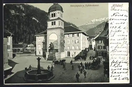 AK Altdorf, Partie am Hauptplatz mit Telldenkmal