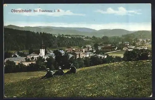 AK Oberaltstadt bei Trautenau, Blick über den Ort