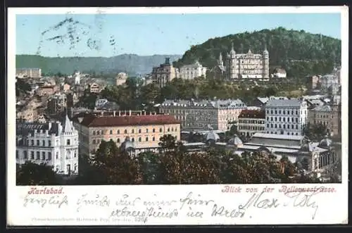 AK Karlsbad, Blick von der Bellevuestrasse